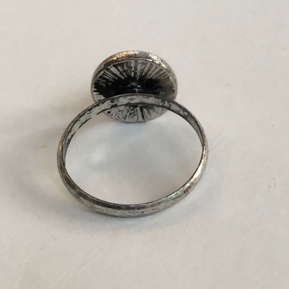 💙 Boho Dark Navy Cabochon Antiqued silver-tone ring - Picture 3 of 3